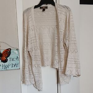 Elegant Beige Open-Knit Cardigan